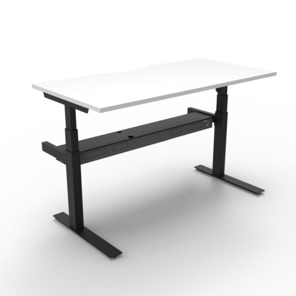 Abbotts Office Furniture Paramount Electric Desk White Top Black Frame