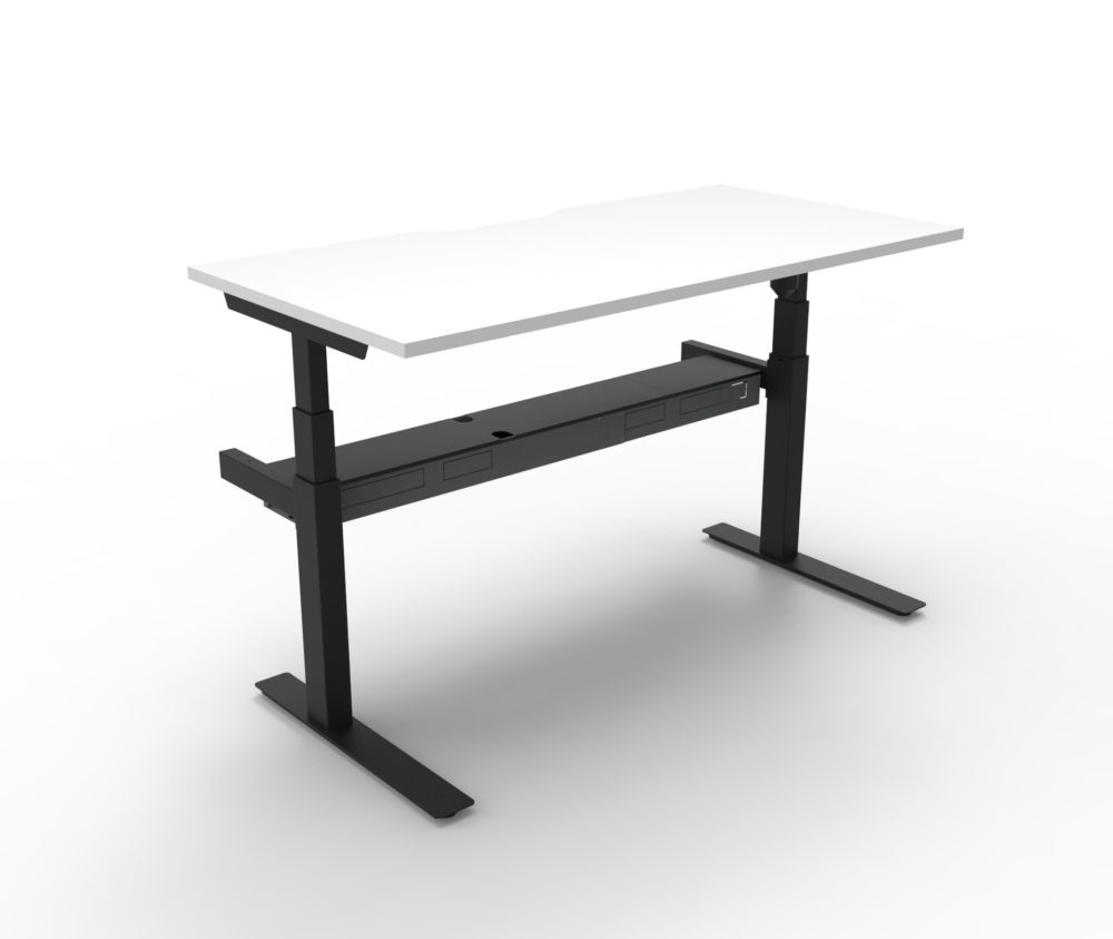 Abbotts Office Furniture Paramount Electric Desk White Top Black Frame