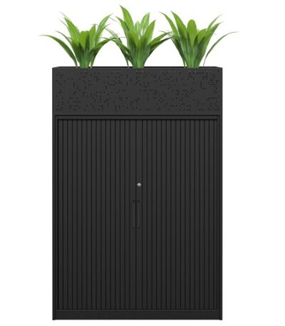 Tambour Door 900w Black Perforated Front 02