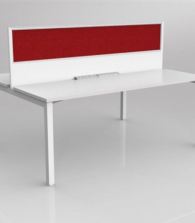 abbotts furniture 2person doublesided axis desk white top white frame red screen