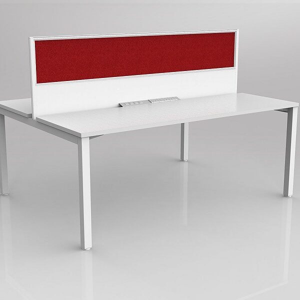 abbotts furniture 2person doublesided axis desk white top white frame red screen