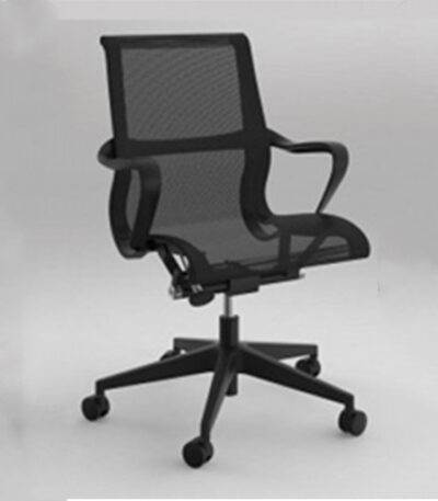 scroll mesh black black chair front 1