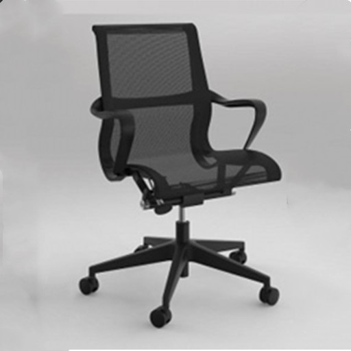 scroll mesh black black chair front 1