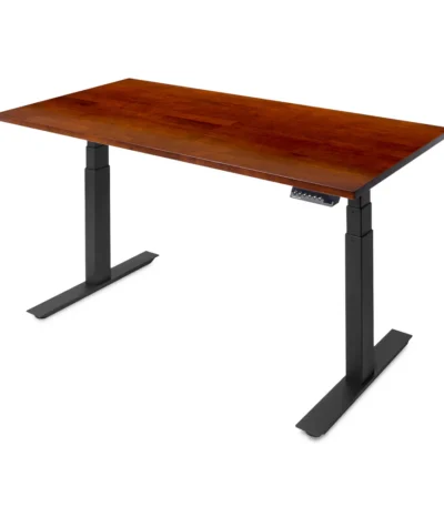 UpDown Pro Walnut Rubberwood Desk with Black Frame