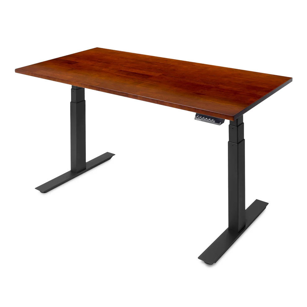 UpDown Pro Walnut Rubberwood Desk with Black Frame