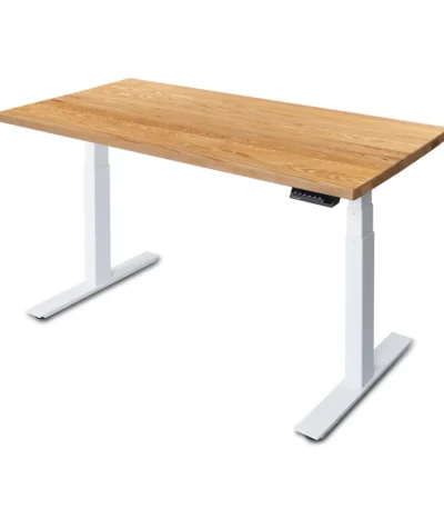 UpDown Pro Electric Desk with White Oak Top and White Frame