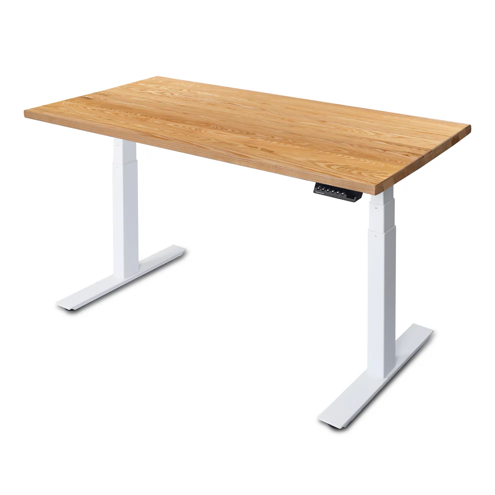 UpDown Pro Electric Desk with White Oak Top and White Frame